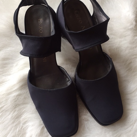 Enzo Angiolini Blue Square Toe Heels Size 7.5 - Picture 2 of 6